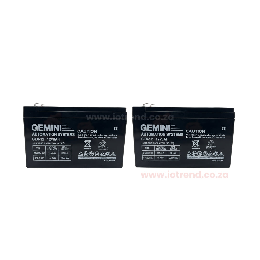 Gemini Slider 600 24V Sliding Gate Motor Kit with 2 x 12V 5Ah Batteries, 2 Remotes, Base Plate & GEMLINK