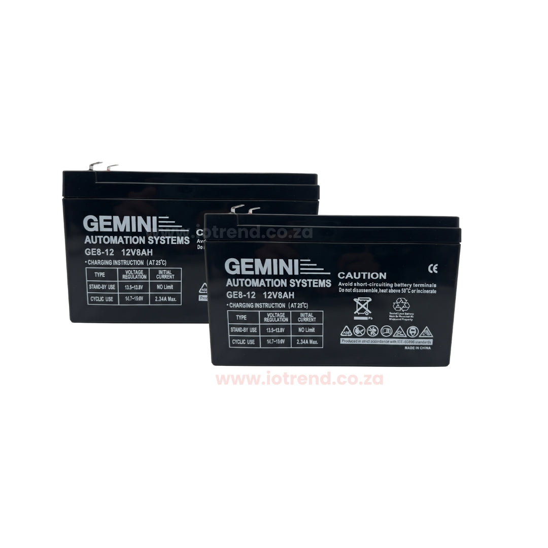 Gemini Slider 600 24V Sliding Gate Motor Kit with 2 x 12V 5Ah Batteries, 2 Remotes, Base Plate, Anti-Theft Bracket & GEMLINK