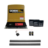 Gemini Slider 600 24V Sliding Gate Motor Kit with 2 x 12V 5Ah Batteries, 2 Remotes, Base Plate, 4m Steel Rack & GEMLINK