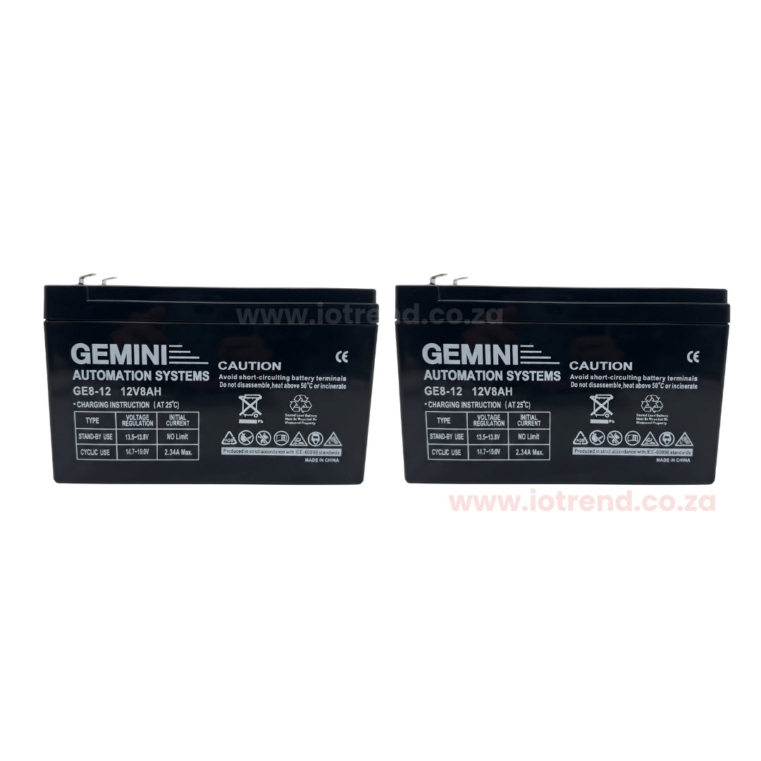 Gemini Slider 600 24V Sliding Gate Motor Kit with 2 x 12V 5Ah Batteries, 2 Remotes, Base Plate, 4m Steel Rack & GEMLINK
