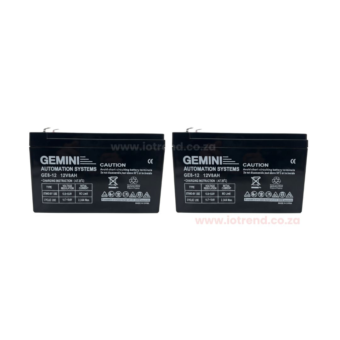 Gemini Slider 800 Complex 24V Sliding Gate Motor Kit with 24V 8Ah Battery, Remotes, Base Plate & GEMLINK
