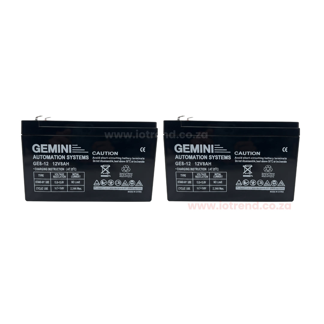 Gemini Slider 800 Complex 24V Sliding Gate Motor Kit with 24V 8Ah Battery, Remotes, Base Plate, Anti-Theft Bracket & GEMLINK
