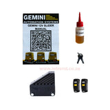 Gemini Slider 800 Complex 24V Sliding Gate Motor Kit with 24V 8Ah Battery, Remotes, Base Plate, 4m Steel Rack & GEMLINK