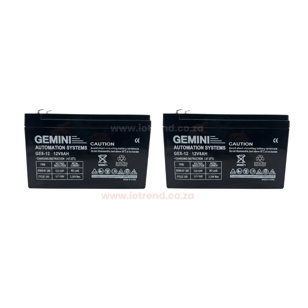 Gemini Slider 800 Complex 24V Sliding Gate Motor Kit with 24V 8Ah Battery, Remotes, Base Plate, 4m Steel Rack, Anti-Theft Bracket & GEMLINK