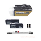 Gemini 24V DC Tip-Up Garage Door Motor Kit with Batteries, 2 Remotes & Tip-Up Rail