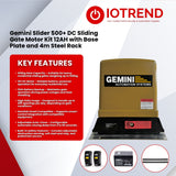Gemini Slider 500+ Sliding Gate Motor Kit with 12Ah Battery, 2 Remotes, Base Plate & 4m Steel Rack