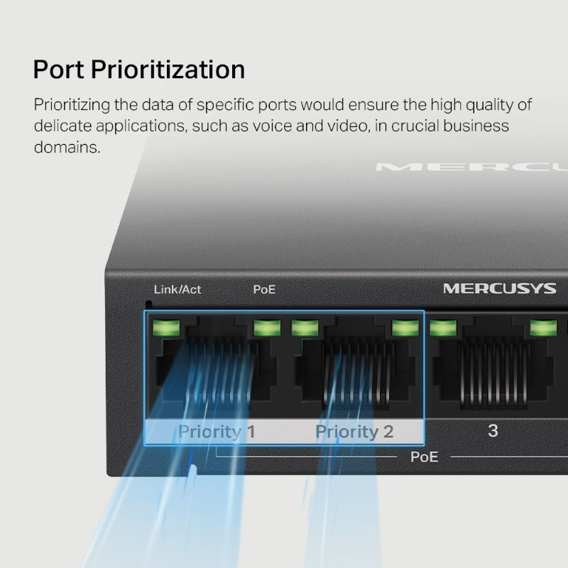 Mercusys MS105GP 5-Port Gigabit Desktop Switch with 4-Port PoE+ - image 8