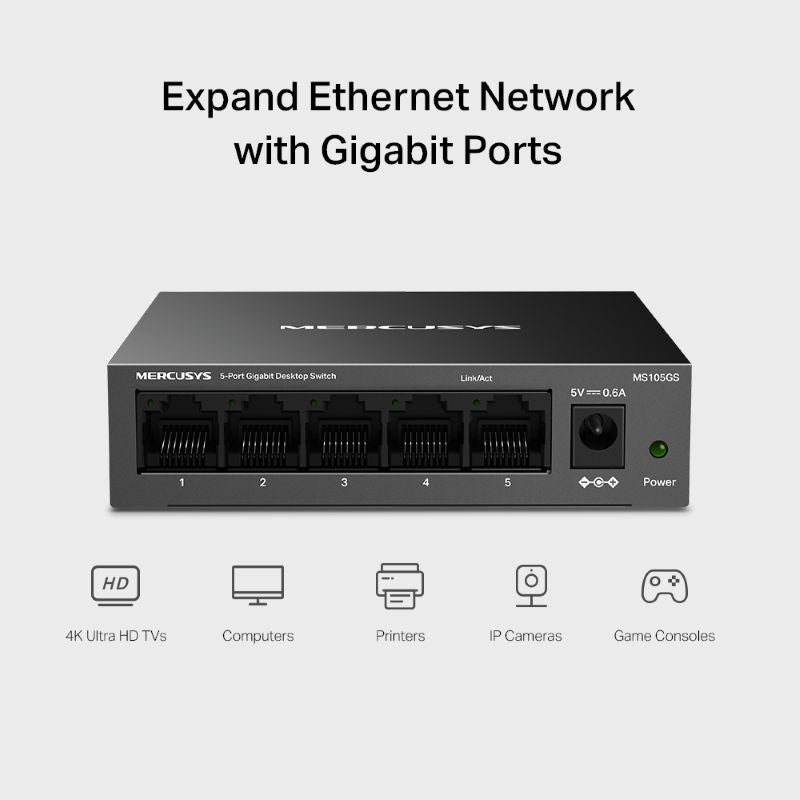 Mercusys MS105GS 5-Port Gigabit Desktop Switch (Steel Case) - image 5