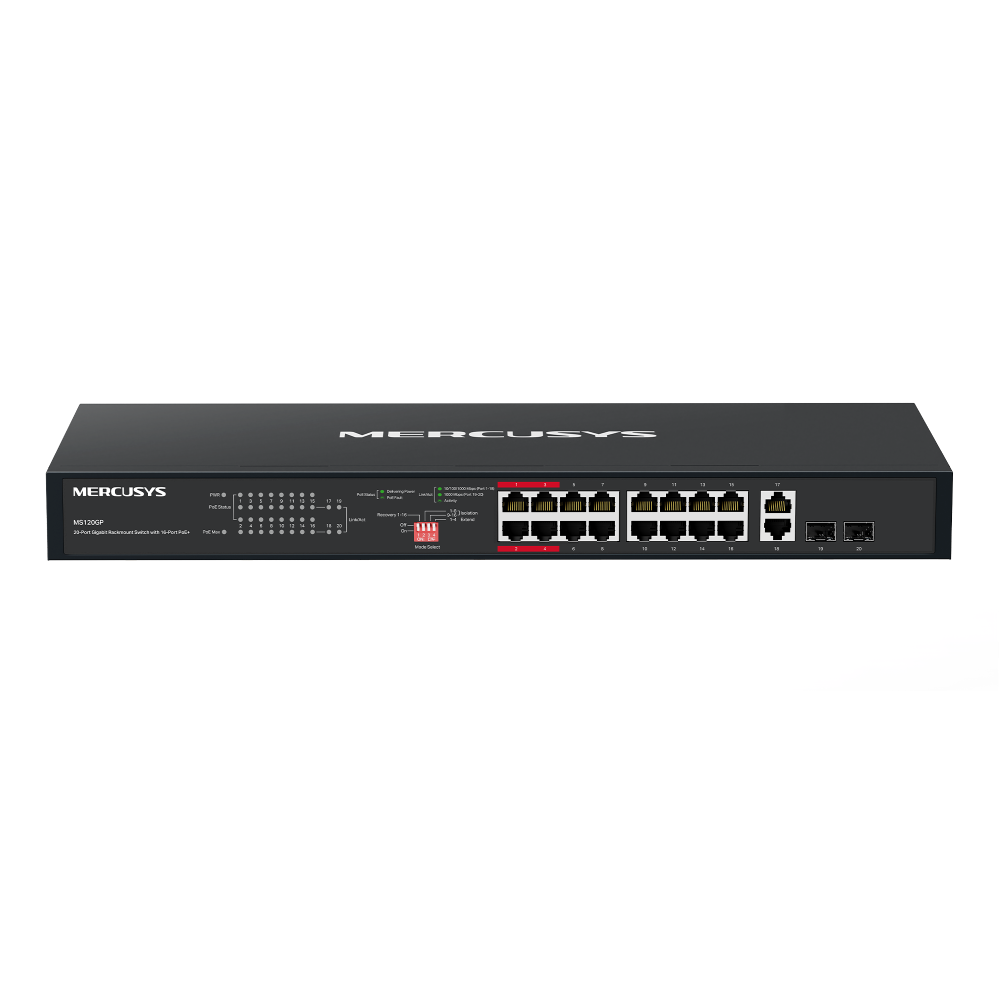Mercusys MS120GP 20-Port Gigabit Rackmount Switch with 16-Port PoE+ - image 3
