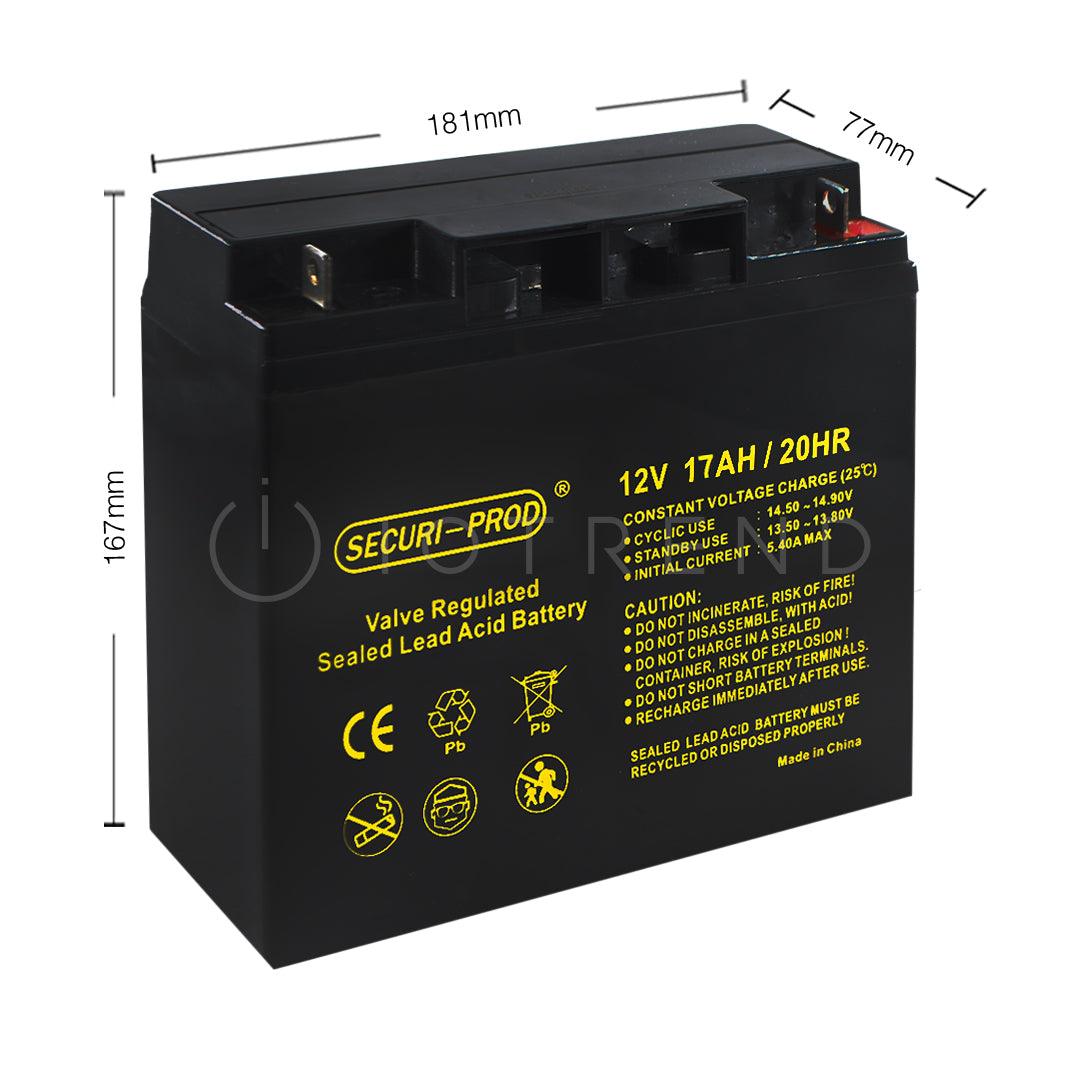 Securi Prod 12V 17AH Rechargeable Sealed Lead Acid Battery - IOTREND