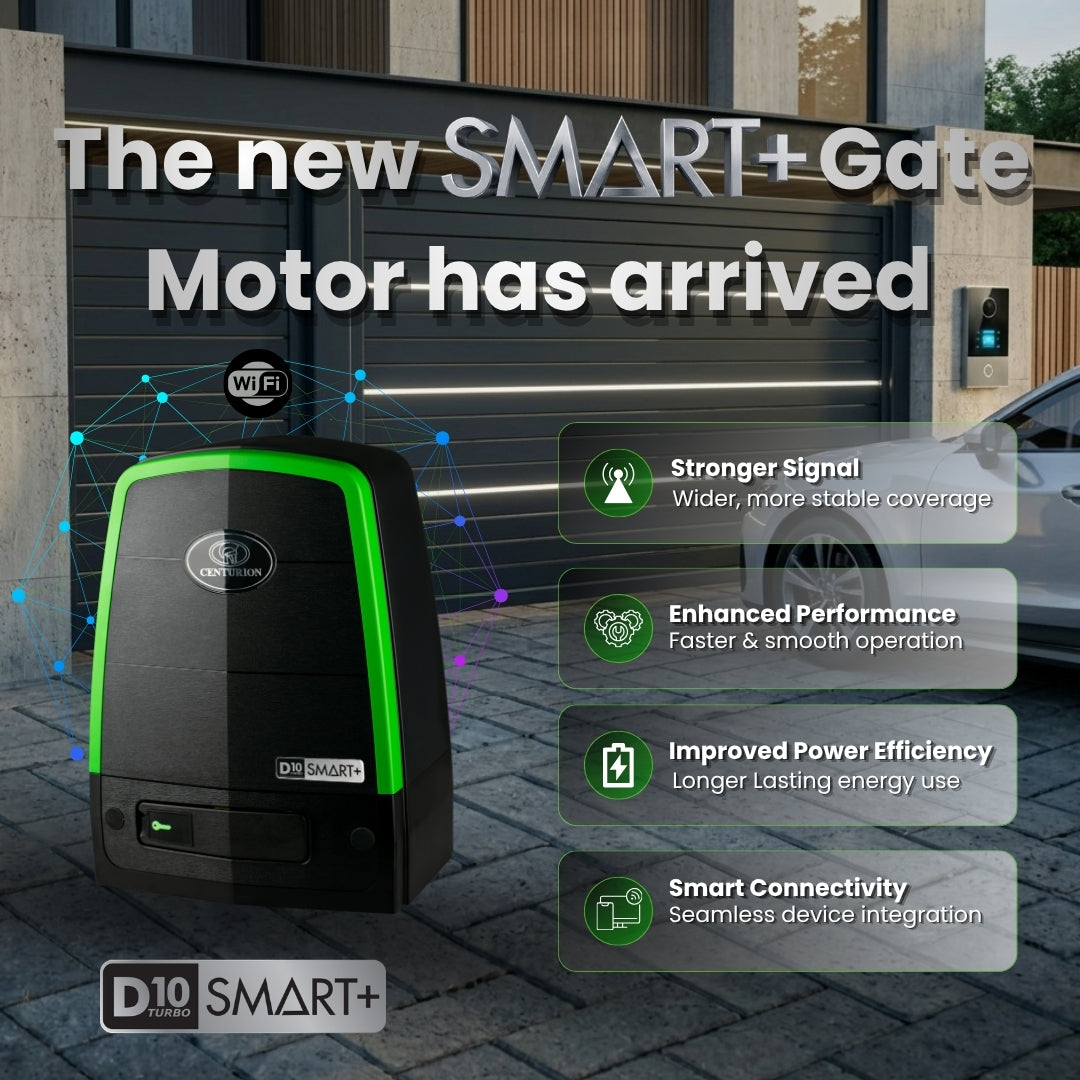 Centurion D10 Turbo SMART+ Gate Motor Kit Incl 4m Steel Rack (New Launch)