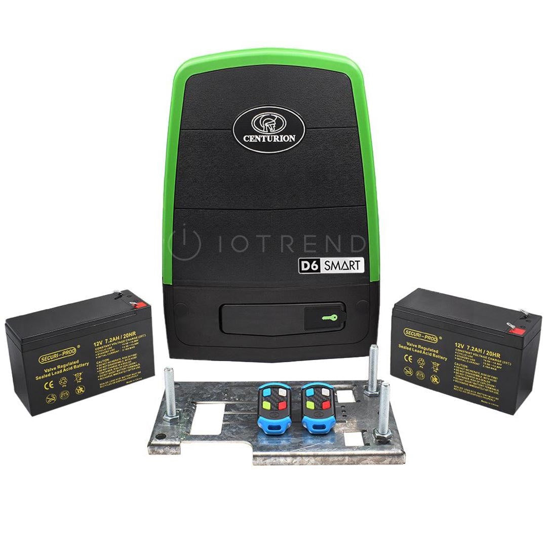 Centurion D6 SMART Gate Motor Including Batteries-Baseplate-Remotes Front View