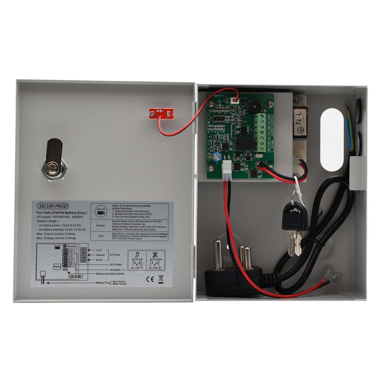 Securi-Prod 3Amp Lithium Battery Backup Power-Supply Inside View PS49-l