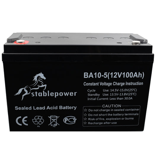 Stablepower 12V 100AH Rechargeable Sealed Lead Acid Battery Image 1 BA10-5