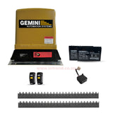 Gemini Slider 800 Complex 24V Sliding Gate Motor Kit with 24V 8Ah Battery, Remotes, Base Plate, 4m Steel Rack & GEMLINK