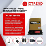 Gemini Slider 800 Complex 24V Sliding Gate Motor Kit with 24V 8Ah Battery, Remotes, Base Plate, 4m Steel Rack, Anti-Theft Bracket & GEMLINK