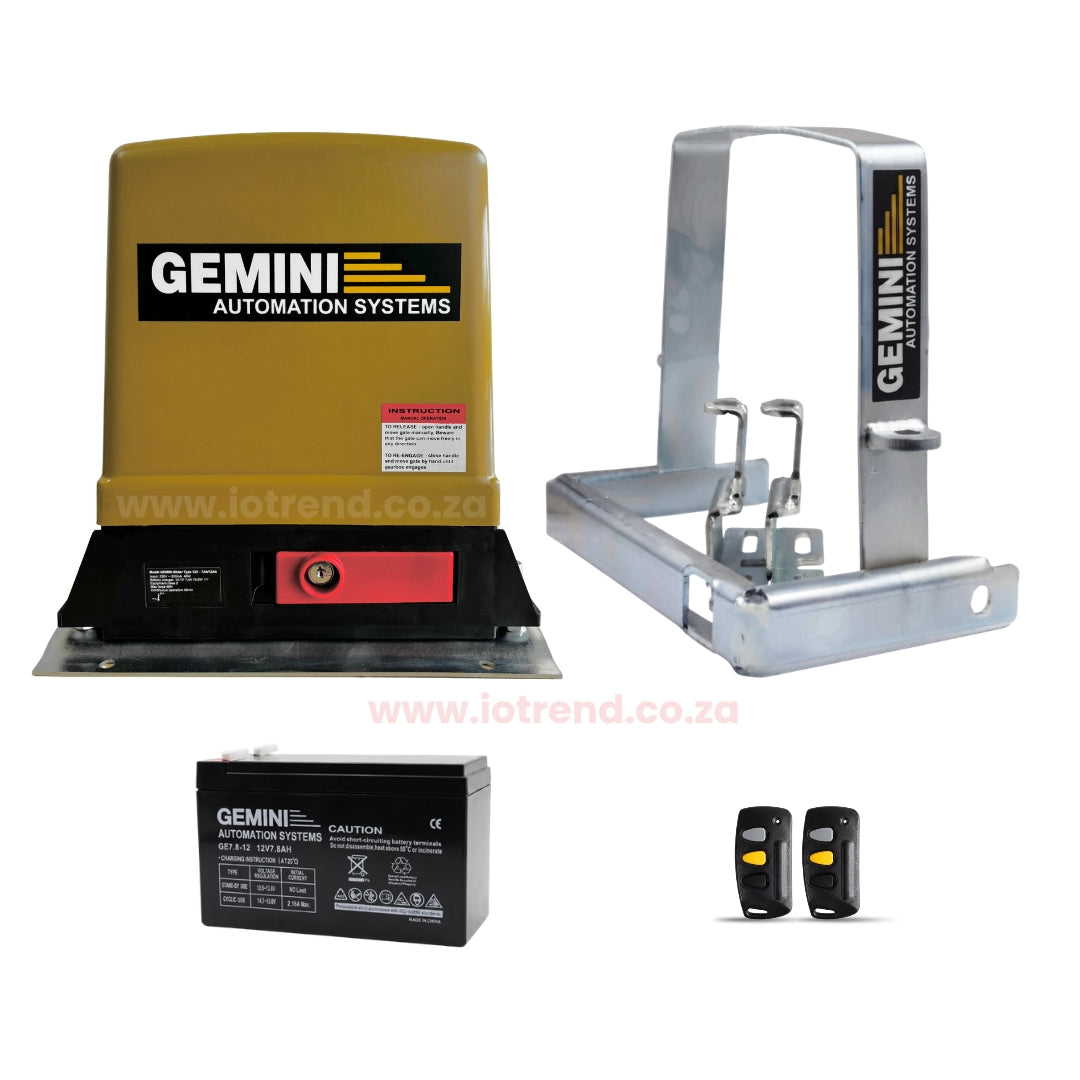 Gemini DC Slider 7AH Gate Motor Kit with Anti-Theft Bracket (No Rack)