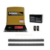 Gemini Slider 500 Sliding Gate Motor Kit with 7Ah Battery, 2 Remotes, Base Plate & 4m Steel Rack