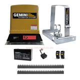 Gemini Slider 500 Sliding Gate Motor Kit with 7Ah Battery, 2 Remotes, Base Plate, 4m Steel Rack, Anti-Theft Bracket & GEMLINK