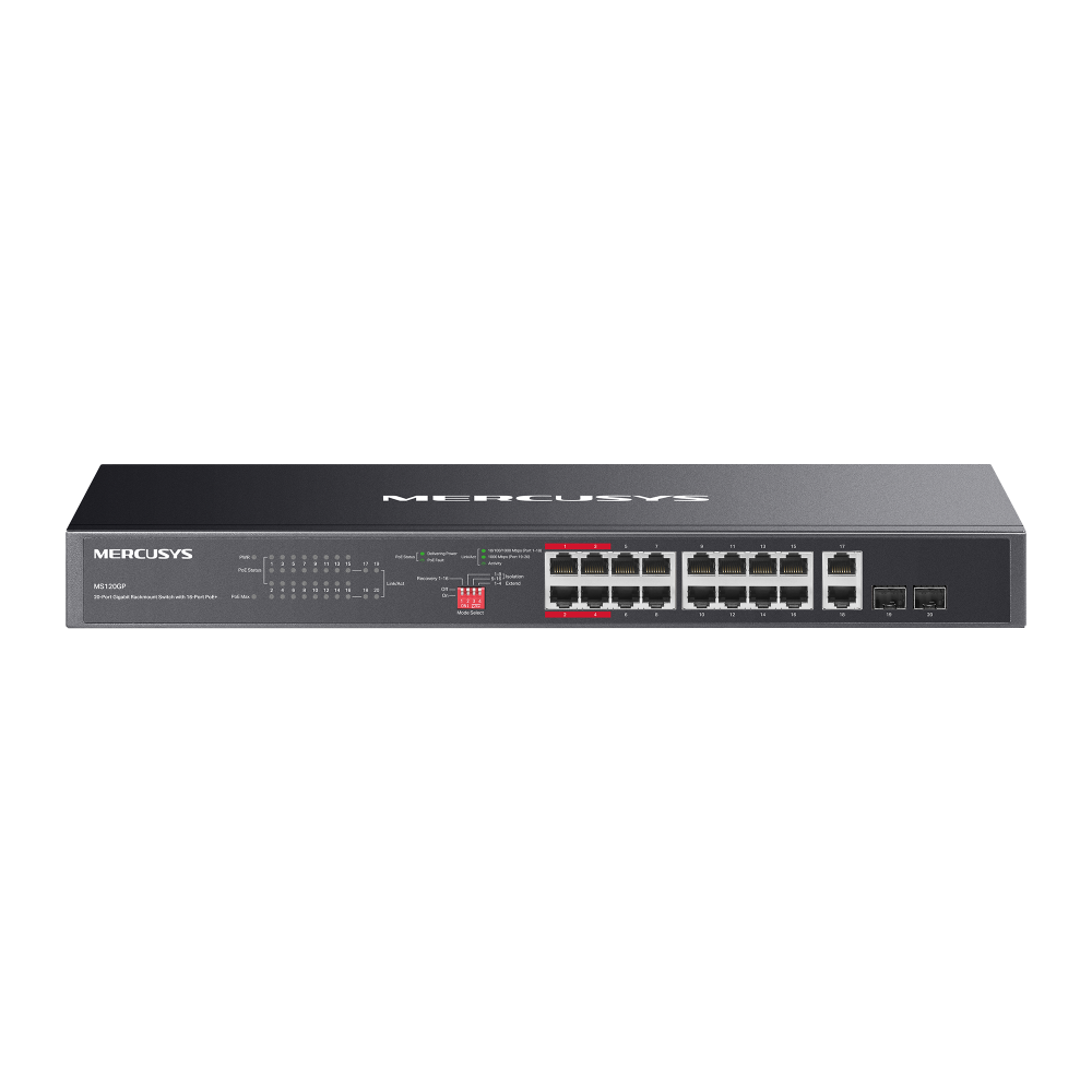 Mercusys MS120GP 20-Port Gigabit Rackmount Switch with 16-Port PoE+