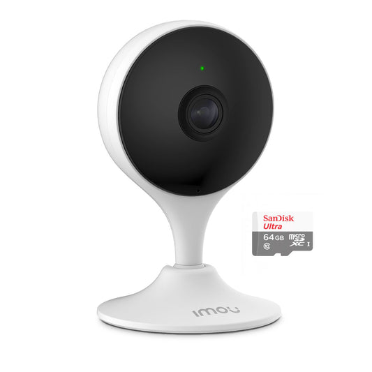 Imou-Cue-2-Wi-Fi-Camera-1080P-SanDisk-Ultra-64GB-Micro-SDXC-Combo-Front View-CC470