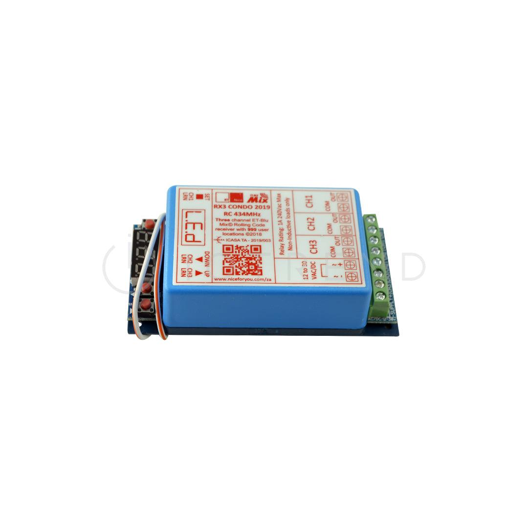 NICE 3 Channel Rolling Code Receiver Condo 434mHz | Iotrend