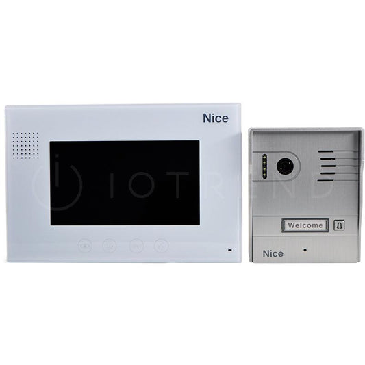 NICE 7" Colour Video Intercom Kit incl Brushed Aluminium Gate Station - IOTREND