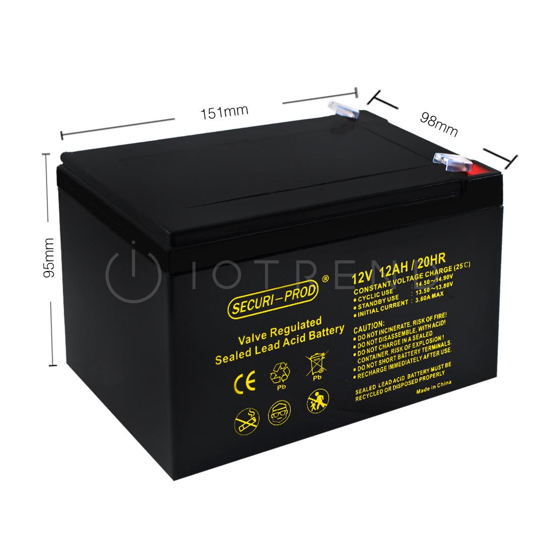 Securi Prod 12V 12AH Rechargeable Sealed Lead Acid Battery - IOTREND
