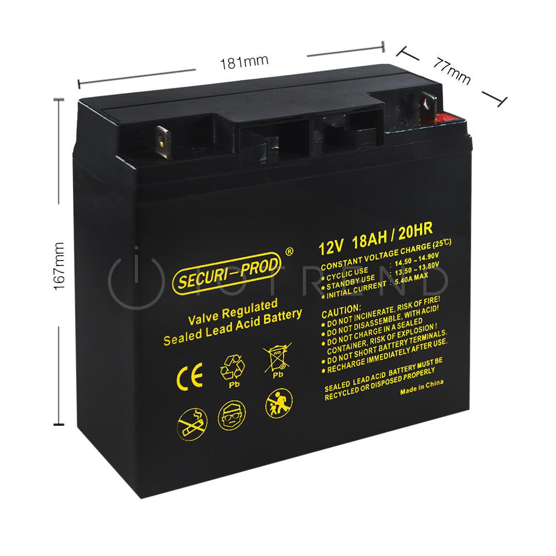 Securi Prod 12V 18AH Rechargeable Sealed Lead Acid Battery - IOTREND