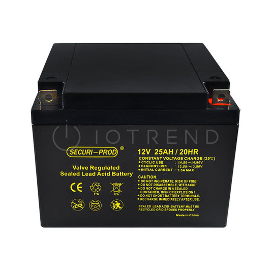 Securi Prod 12V 25AH Rechargeable Sealed Lead Acid Battery - IOTREND