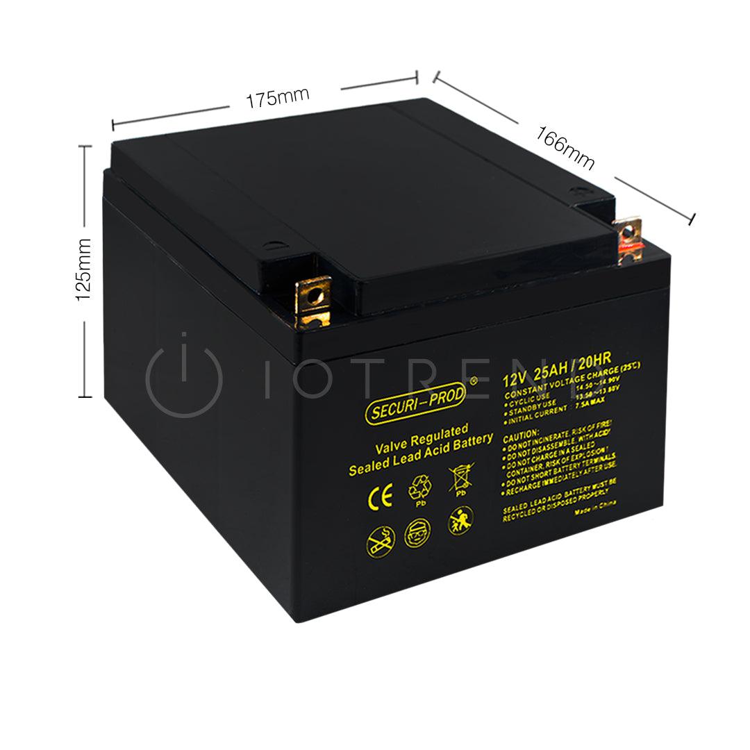 Securi Prod 12V 25AH Rechargeable Sealed Lead Acid Battery - IOTREND