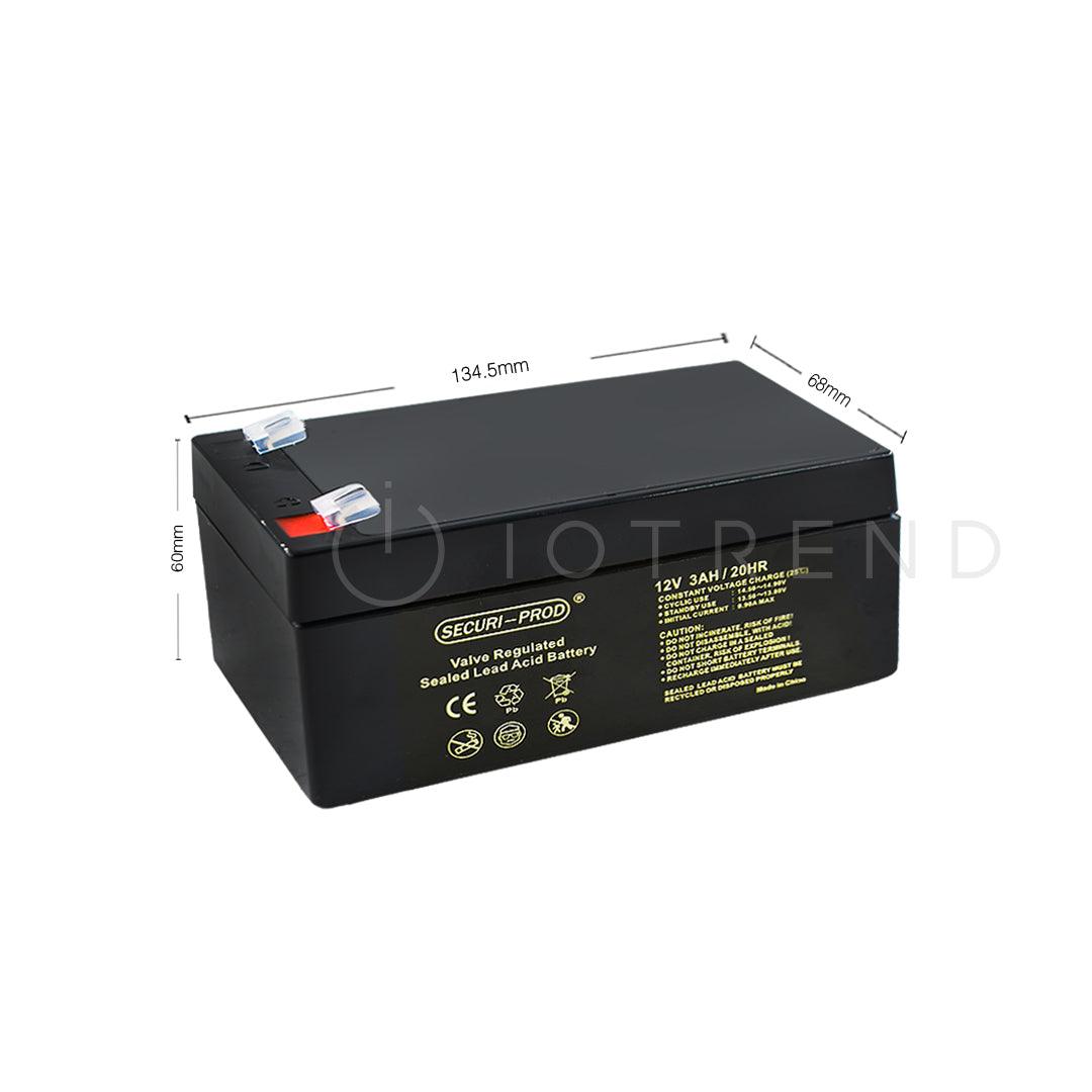 Securi Prod 12V 3AH Rechargeable Sealed Lead Acid Battery - IOTREND