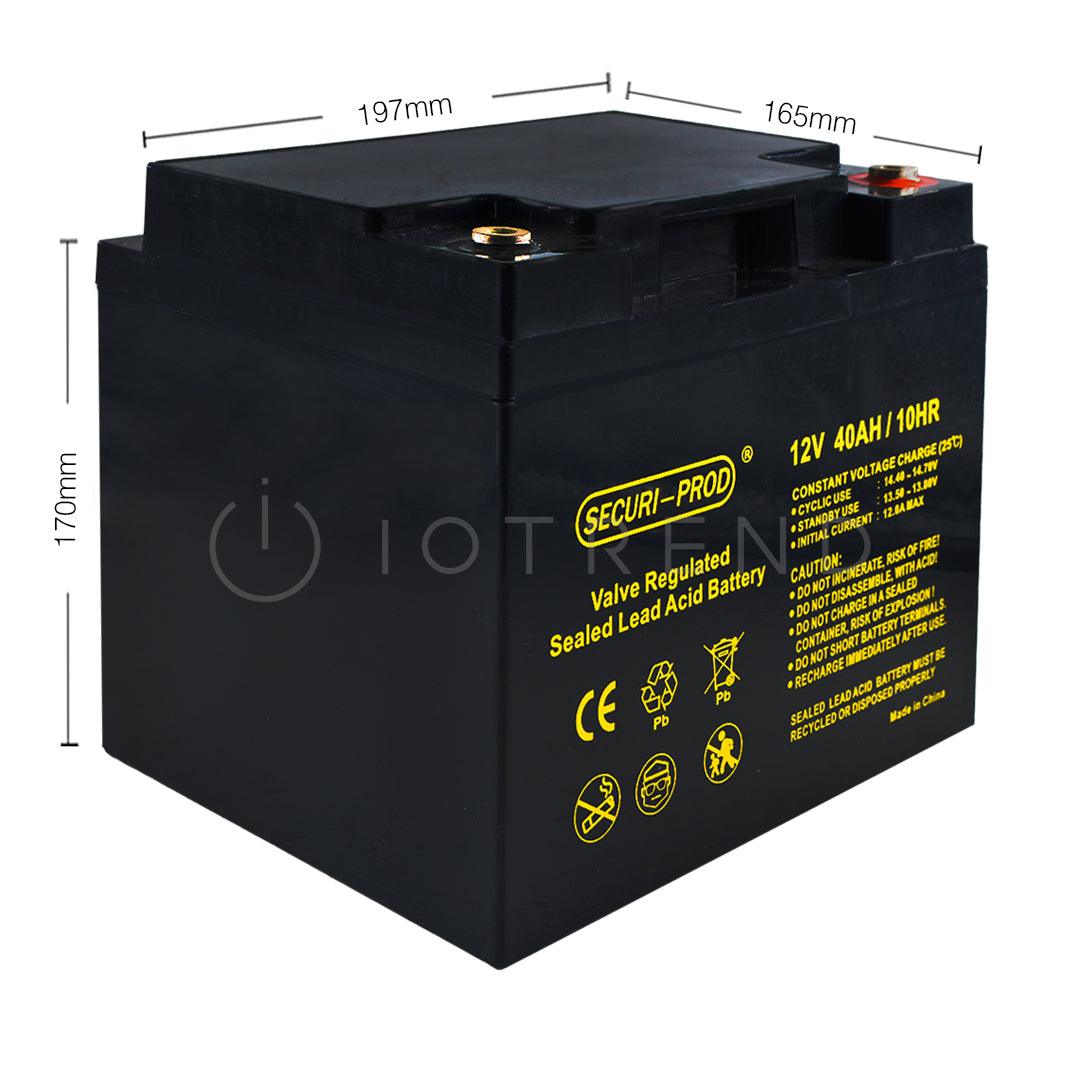Securi Prod 12V 40AH Rechargeable Sealed Lead Acid Battery - IOTREND