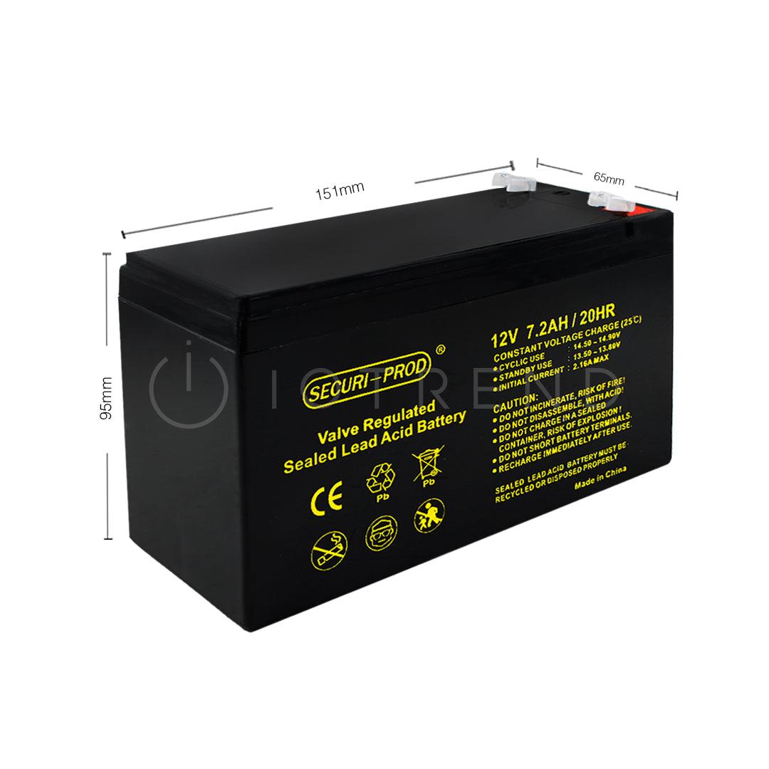 Securi Prod 12V 7.2AH Rechargeable Sealed Lead Acid Battery - IOTREND
