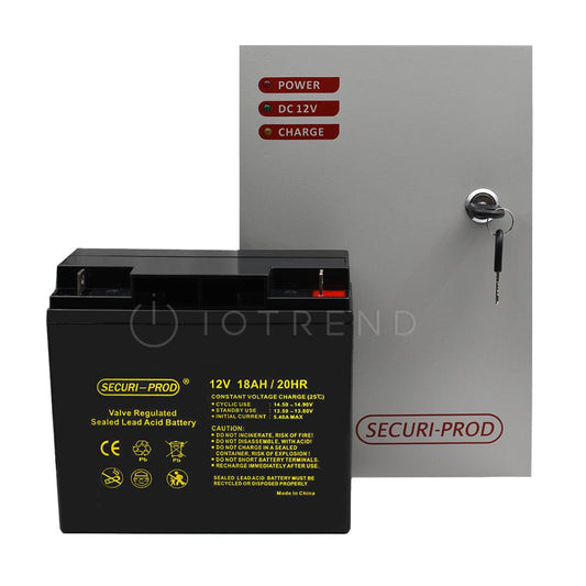 Securi Prod Backup Power Supply 13.6VDC 5Amp with Securi Prod 18Amp Battery - IOTREND